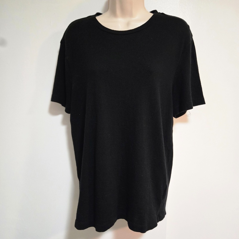J Crew  Size M Black Cashmere Blend Tee Short Sleeve Solid‎ Knit Light Sweater